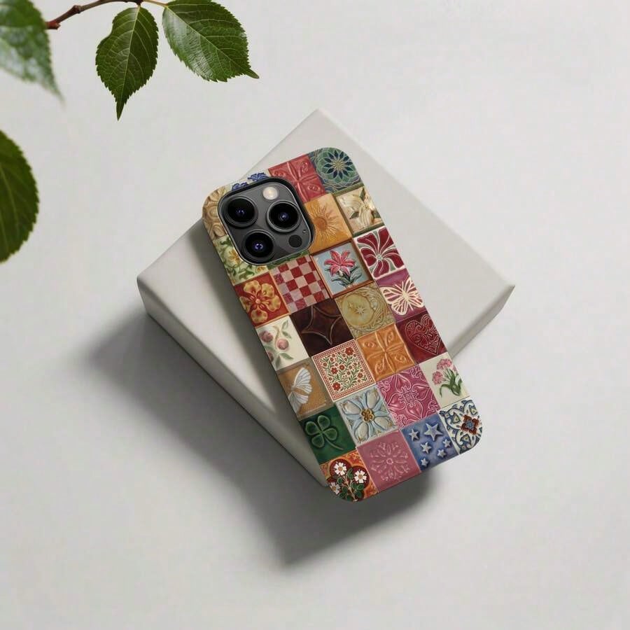 Mosaic Collage Retro Bohemian Y2K 90s Hippie Style Phone Case Compatible With IPhone 17 Pro Max, 16, 15, 14 Plus, 13, 12, 11