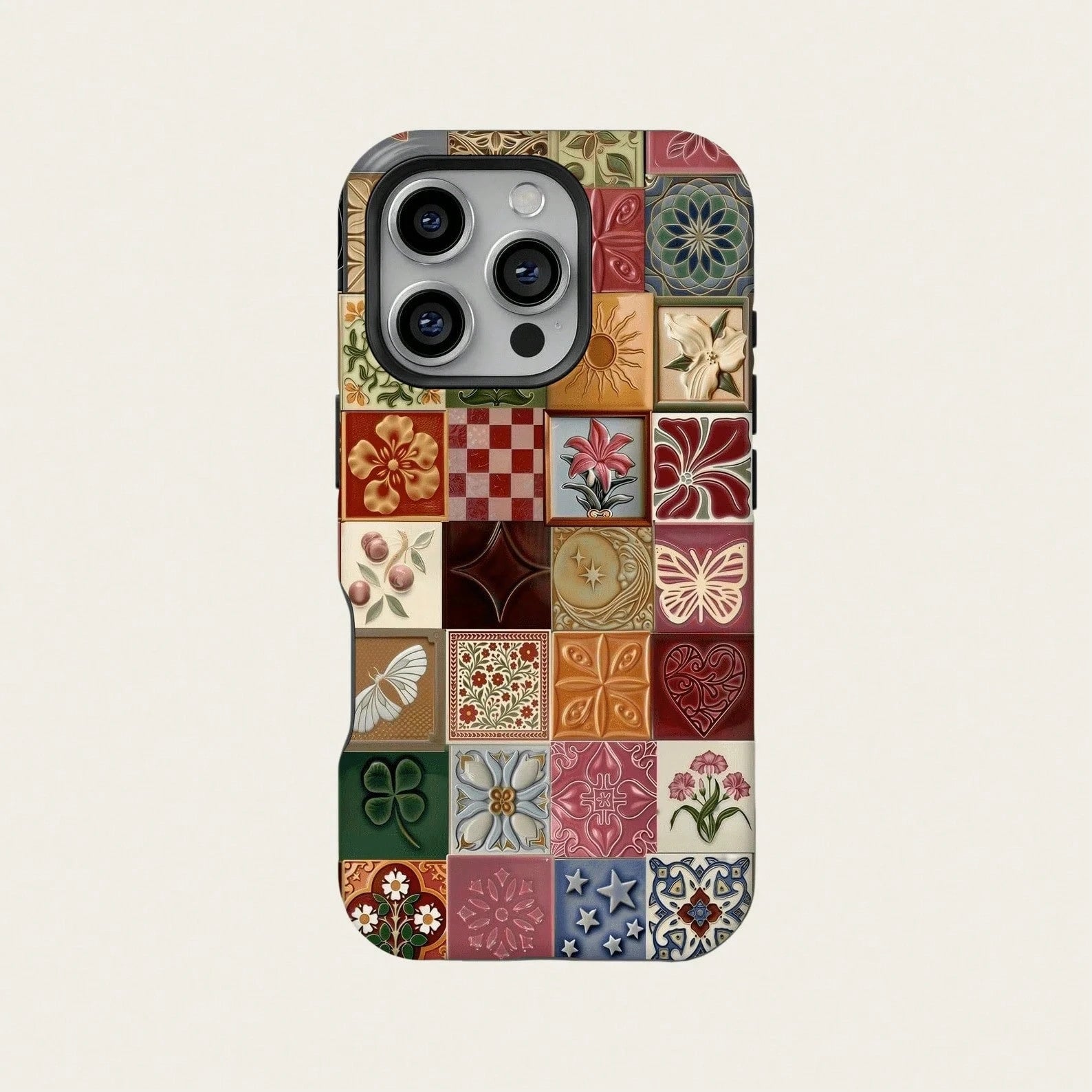 Mosaic Collage Retro Bohemian Y2K 90s Hippie Style Phone Case Compatible With IPhone 17 Pro Max, 16, 15, 14 Plus, 13, 12, 11
