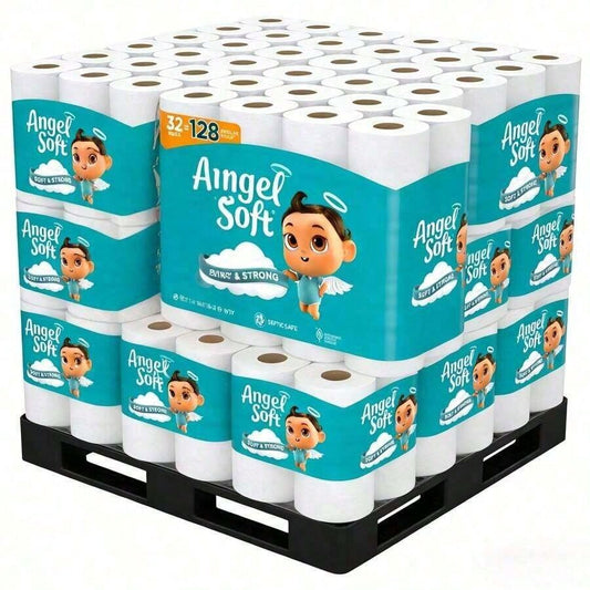 Mother's Day Angel Soft Toilet Paper, Pack-6Mega Rolls = 24Regular Rolls, Soft And Strong Toilet Tissue- Toilet Paper, Tissue Paper, Roll, Paper Towels, Papel Toalla Para Cocina, Fuerza Regida, Clea