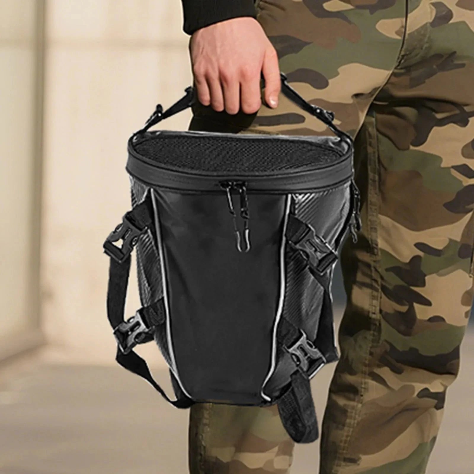 Motorcycle Tail Bag, 10 L Motorcycle Rear Seat Bag With Waterproof Rain Cover, Outdoor Sports Motorbike Luggage Storage Trunk Rack Backpack Handbag With Shoulder Strap And Inner Pocket, Black