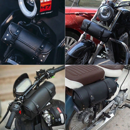 Motorcycle Tool Bag, Front PU Leather Saddle Bag, Motorcycle Fork Storage Bag, Universal Bicycle Car Motorcycle Cruiser Retro Scooter Electric Bike Modification Accessories, Universal Leather Waterpro
