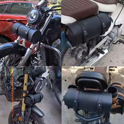 Motorcycle Tool Bag, Front PU Leather Saddle Bag, Motorcycle Fork Storage Bag, Universal Bicycle Car Motorcycle Cruiser Retro Scooter Electric Bike Modification Accessories, Universal Leather Waterpro