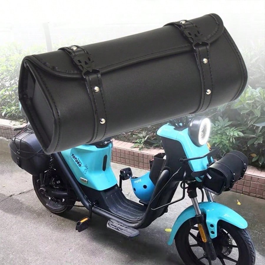 Motorcycle Tool Bag, Front PU Leather Saddle Bag, Motorcycle Fork Storage Bag, Universal Bicycle Car Motorcycle Cruiser Retro Scooter Electric Bike Modification Accessories, Universal Leather Waterpro