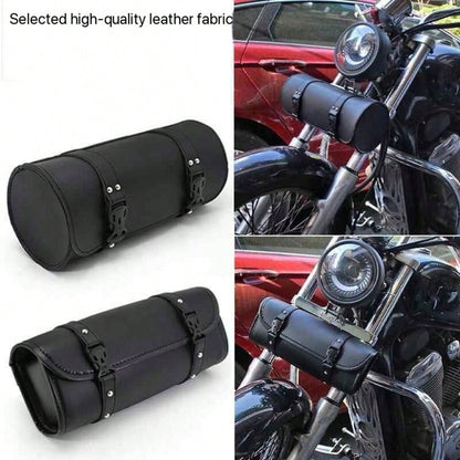 Motorcycle Tool Bag, Front PU Leather Saddle Bag, Motorcycle Fork Storage Bag, Universal Bicycle Car Motorcycle Cruiser Retro Scooter Electric Bike Modification Accessories, Universal Leather Waterpro