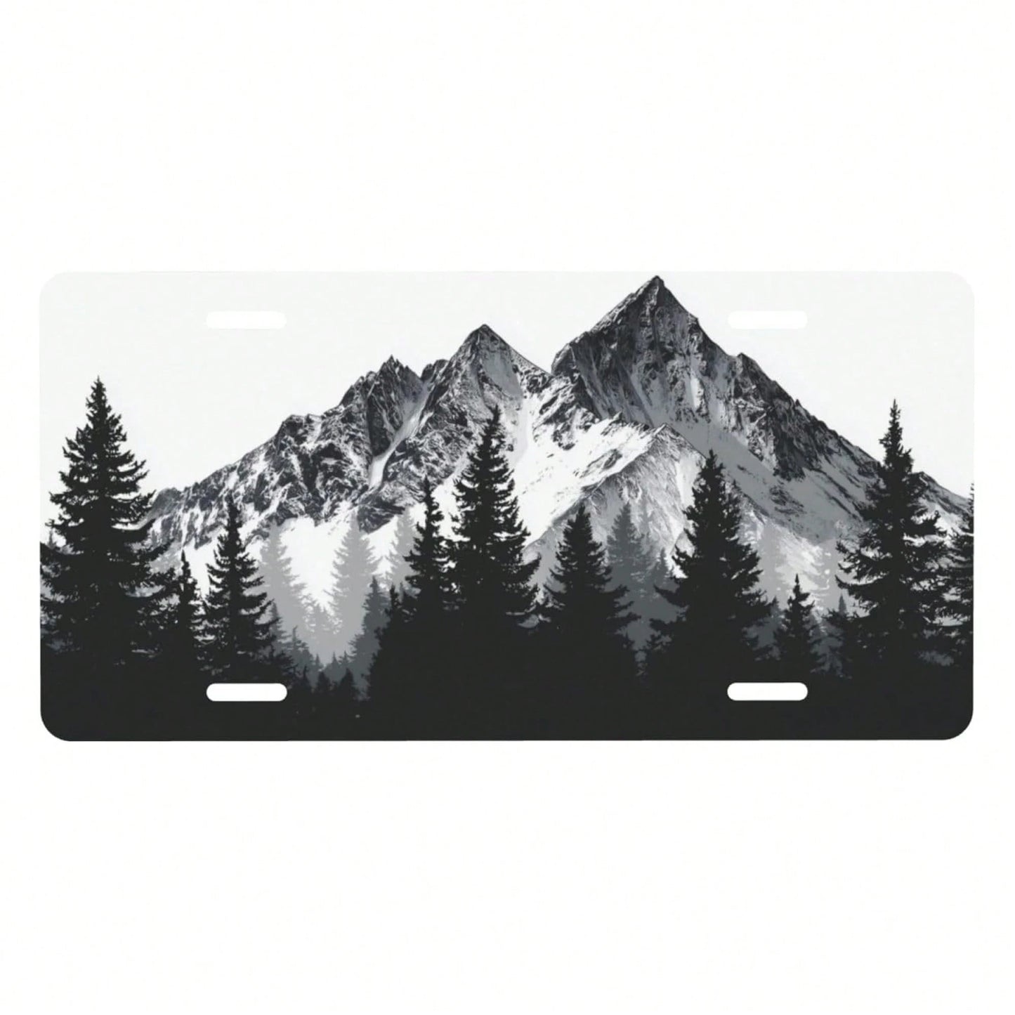 Mountain Front License Plate Cover,Funny Aluminum Metal Car Accessory Rust-Proof US Novelty Vanity Tag Decor For Men & Women With 4 Holes 6 * 12 In Car Decor Accessory