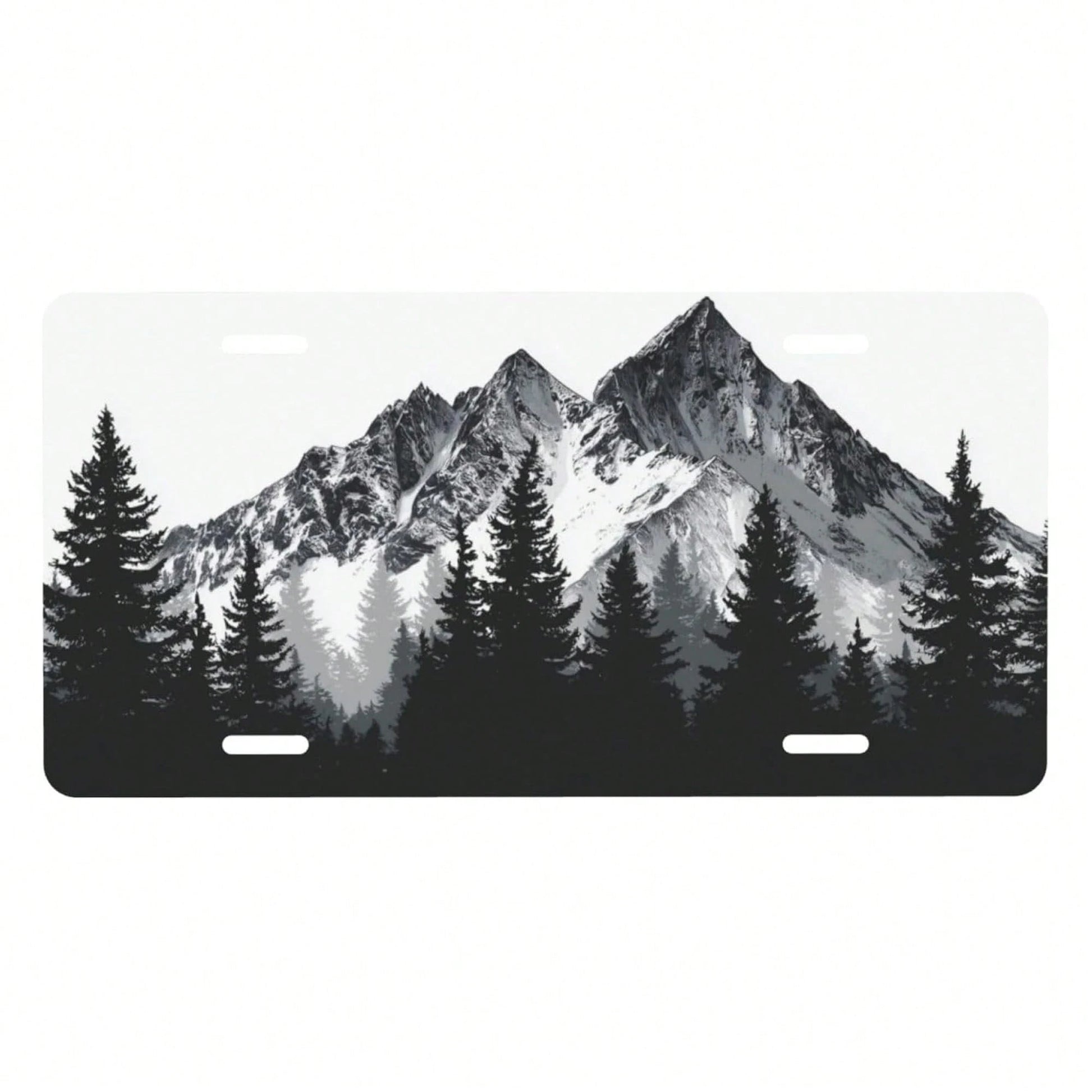 Mountain Front License Plate Cover,Funny Aluminum Metal Car Accessory Rust-Proof US Novelty Vanity Tag Decor For Men & Women With 4 Holes 6 * 12 In Car Decor Accessory