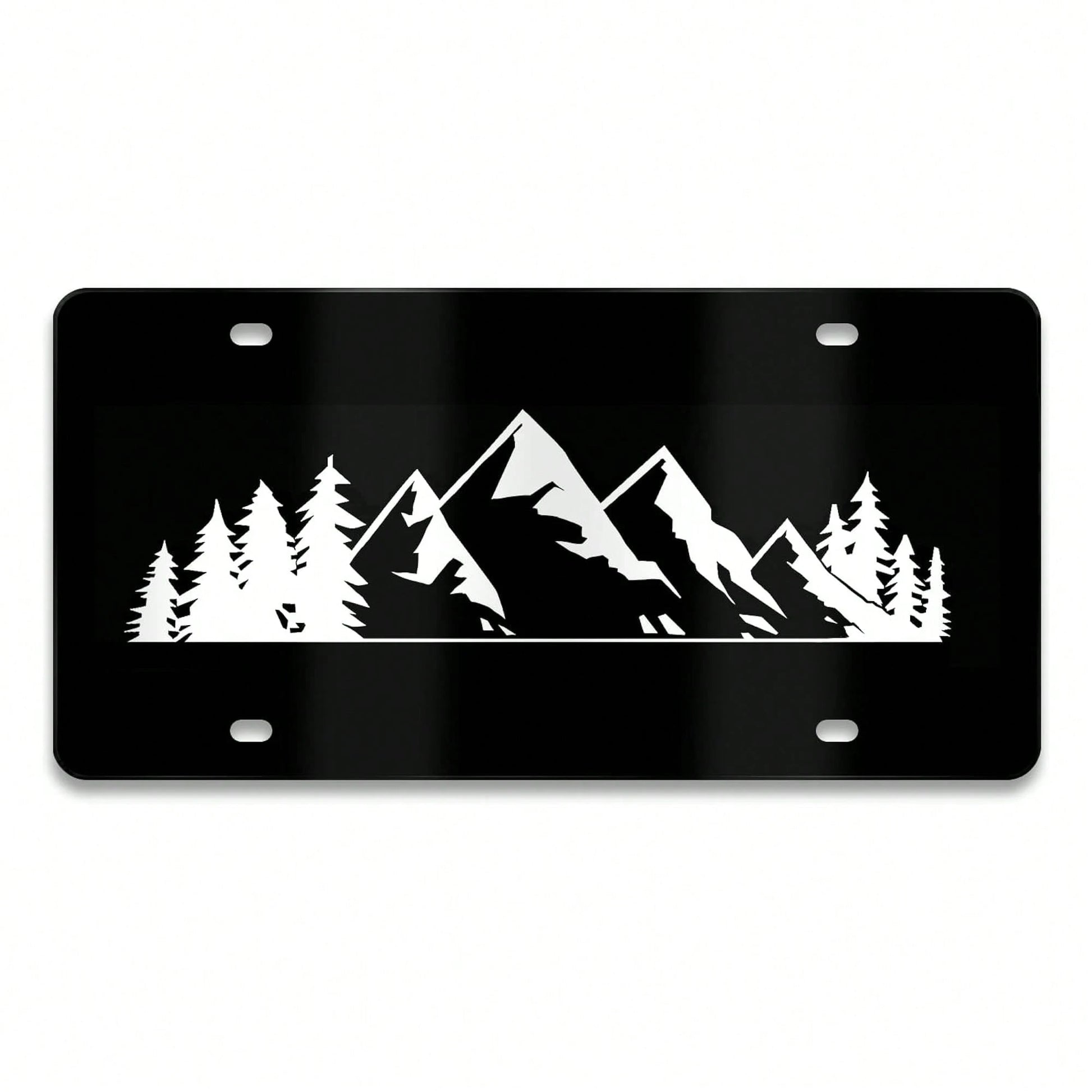 Mountain License Plate Mountains Front License Plate Peak Aluminum Decorative Licenses Plates, Natural Novelty Vanity Tag Black Car Plates, Car Tag With 4 Holes 6*12 Inch Cars Decor Accessory