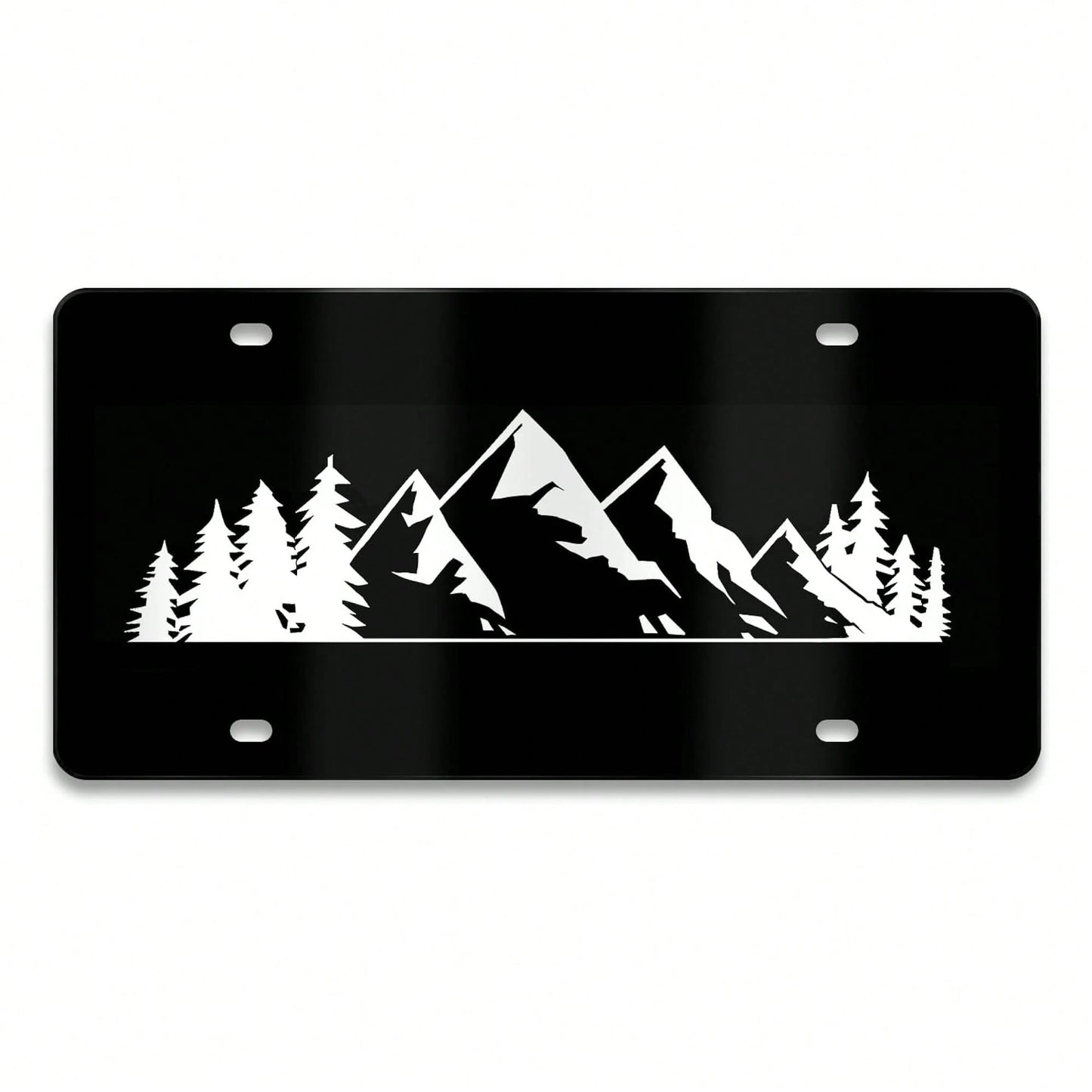 Mountain License Plate Mountains Front License Plate Peak Aluminum Decorative Licenses Plates, Natural Novelty Vanity Tag Black Car Plates, Car Tag With 4 Holes 6*12 Inch Cars Decor Accessory