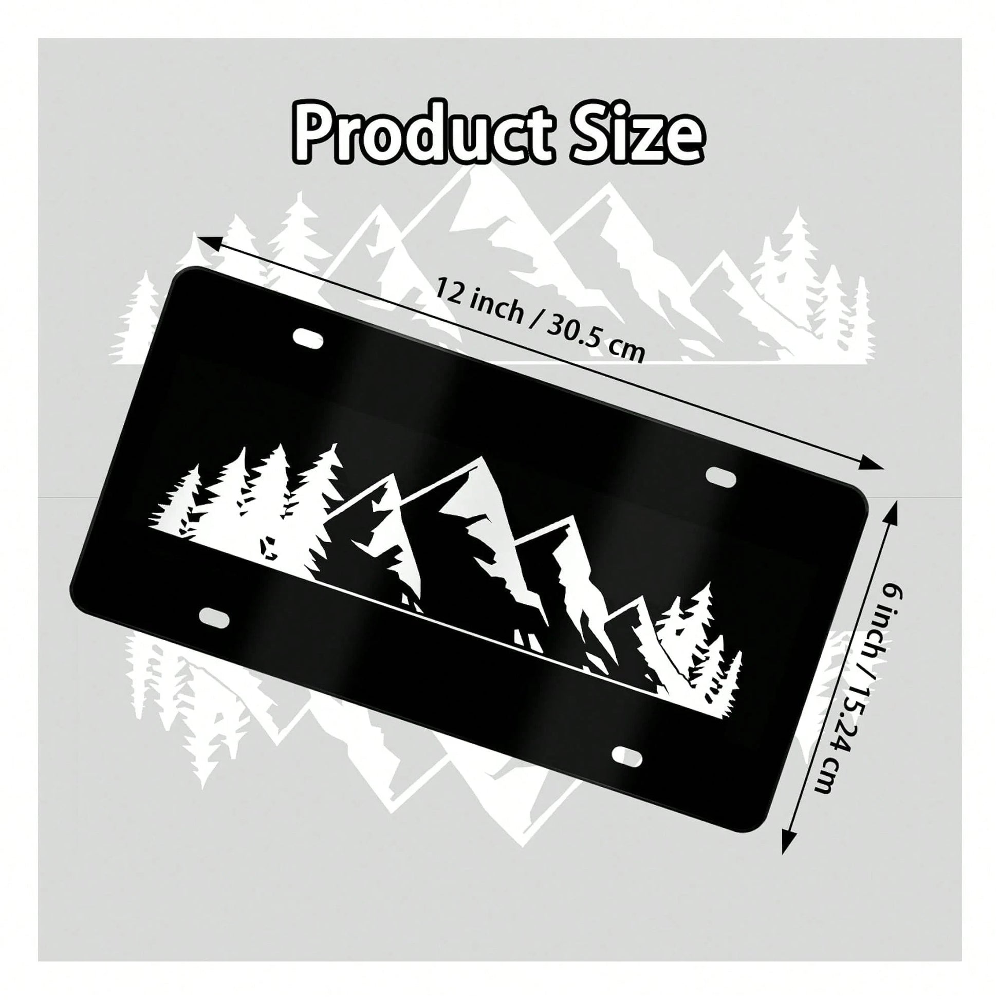 Mountain License Plate Mountains Front License Plate Peak Aluminum Decorative Licenses Plates, Natural Novelty Vanity Tag Black Car Plates, Car Tag With 4 Holes 6*12 Inch Cars Decor Accessory