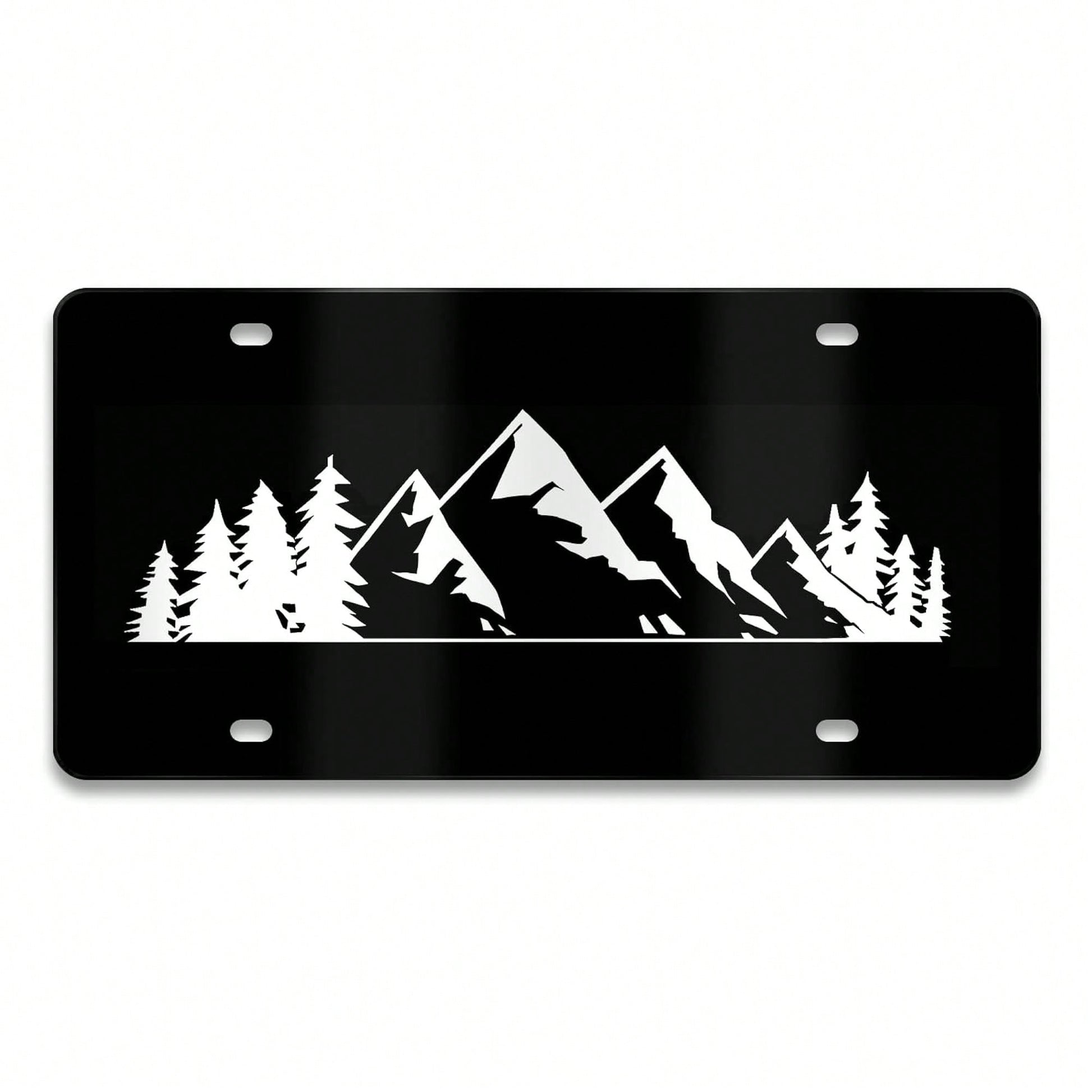 Mountain License Plate Mountains Front License Plate Peak Aluminum Decorative Licenses Plates, Natural Novelty Vanity Tag Black Car Plates, Car Tag With 4 Holes 6*12 Inch Cars Decor Accessory