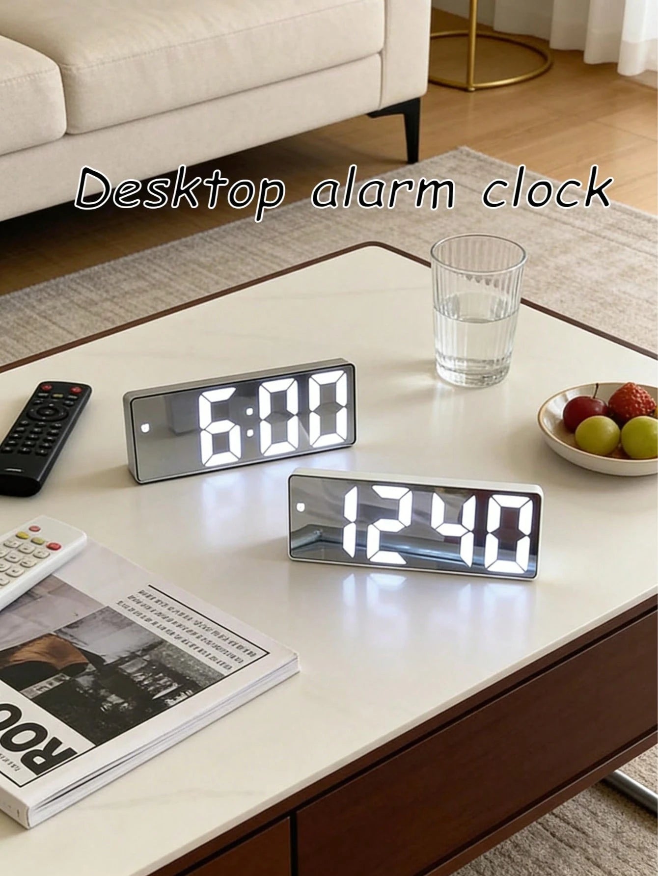 Multi Colored LED Mirror Desktop Alarm Clock, Digital Alarm Clock, Desktop Electronic Alarm Clock, Display Time, Night Light, Desktop USB Alarm Clock, Home Decoration Smart Clock, Bedroom Home Office