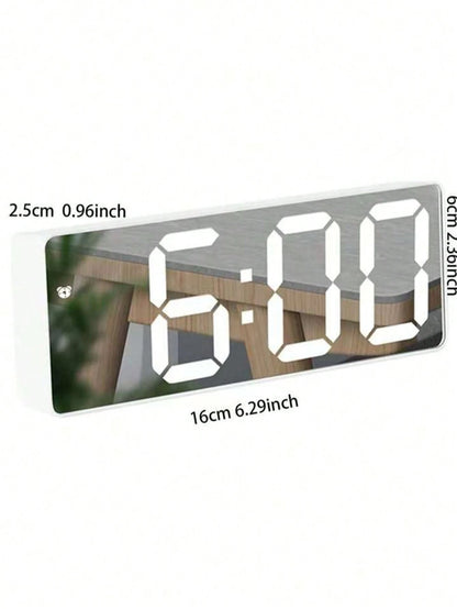 Multicolor LED Mirror Desk Clock, Digital Alarm Clock With Time, Night Light, USB, Temperature, Date Display, Decorative For Home, Office, Bedroom, Dorm Gifts Birthday Graduation Room Decor Digital Cl