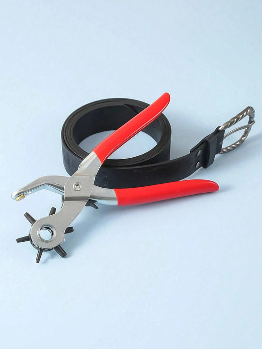Multifunctional Belt Punch Tool, Universal Handheld Belt Punch Tool, Leather Belt Hole Punch Pliers, 8.5 Inch Heavy Duty Rotating Leather Belt Manual Puncher, Suitable For Watch Straps, Shoulder Strap