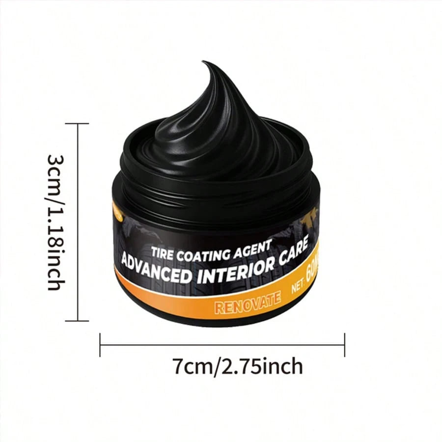 Multifunctional Car Interior & Exterior Repair Wax- Scratch Remover, Plastic Refinishing & Gloss Treatment- Instant Black Glossy Dashboard, Tires, Bodywork- Includes Sponge Brush- Anti-Yellowing