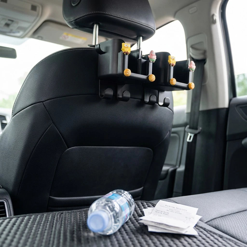 Multifunctional Car Rear Seat Back Hook, Cup Holder, Phone Holder & Interior Storage Accessory