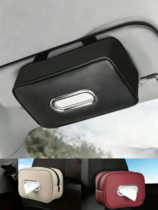 Multifunctional Car Tissue Box, Suitable For Sun Visor, Rear Seat Tissue Dispenser, Hanging Tissue Storage Box. Applicable To Headrest, Armrest And Sun Visor, Combining Aesthetics And Storage Function