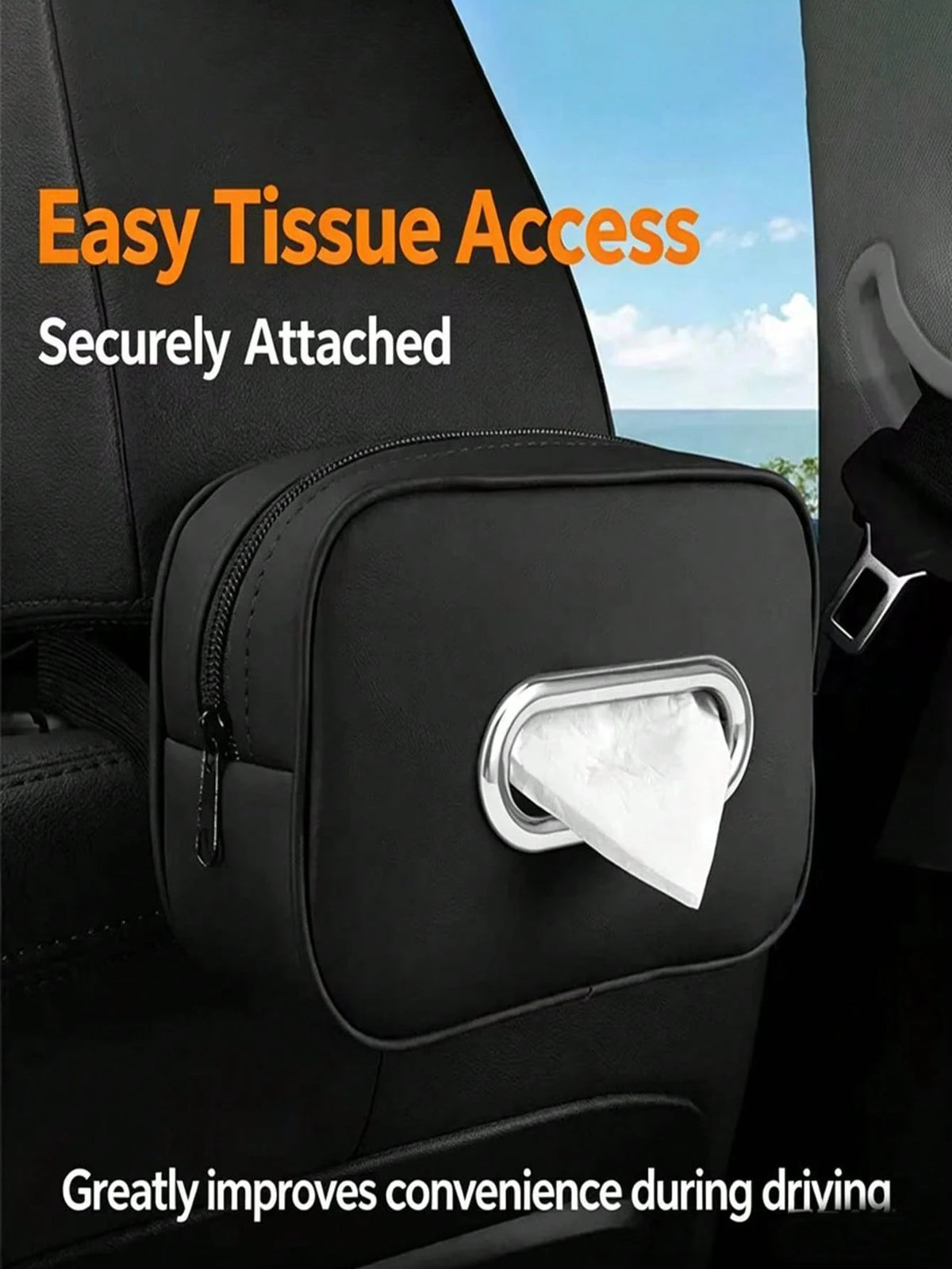 Multifunctional Car Tissue Box, Suitable For Sun Visor, Rear Seat Tissue Dispenser, Hanging Tissue Storage Box. Applicable To Headrest, Armrest And Sun Visor, Combining Aesthetics And Storage Function