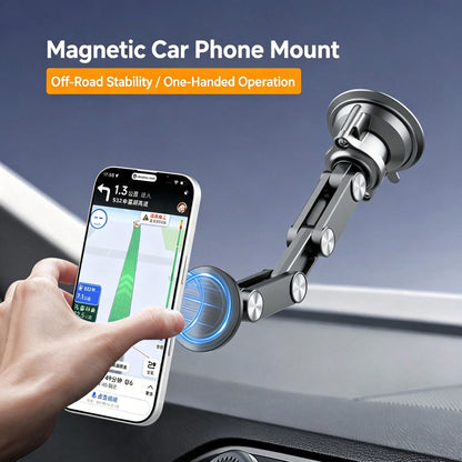 Multifunctional Metal Vacuum Suction Phone Mount, 360° Adjustable Overhead Shooting Holder, Glue-Free Damage-Free Install. AR Damping Shaft For One-Hand Adjustment, Stable On Bumpy Roads, For Navigati