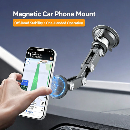 Multifunctional Metal Vacuum Suction Phone Mount, 360° Adjustable Overhead Shooting Holder, Glue-Free Damage-Free Install. AR Damping Shaft For One-Hand Adjustment, Stable On Bumpy Roads, For Navigati