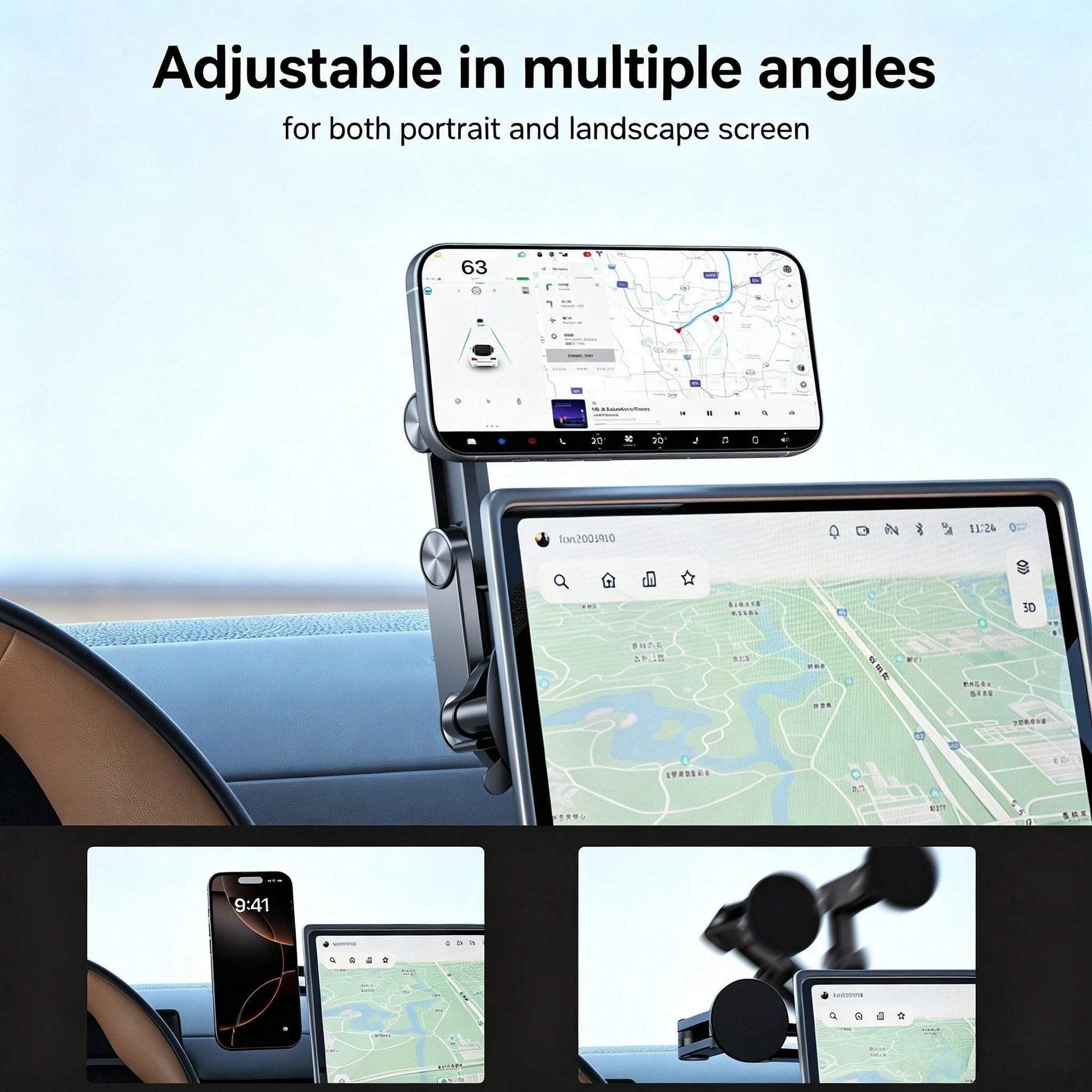Multifunctional Metal Vacuum Suction Phone Mount, 360° Adjustable Overhead Shooting Holder, Glue-Free Damage-Free Install. AR Damping Shaft For One-Hand Adjustment, Stable On Bumpy Roads, For Navigati
