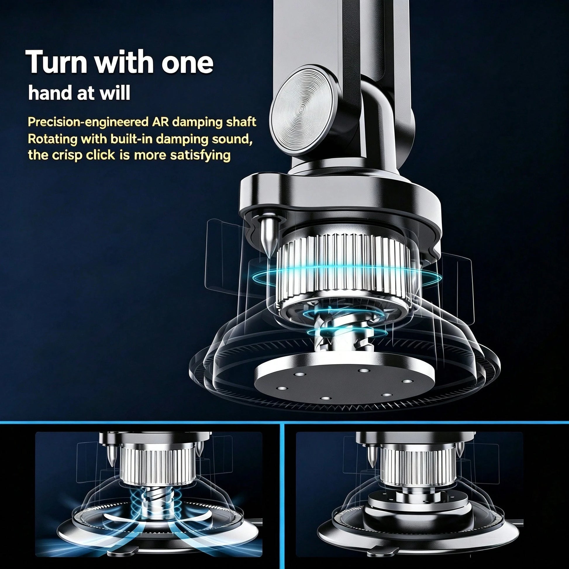 Multifunctional Metal Vacuum Suction Phone Mount, 360° Adjustable Overhead Shooting Holder, Glue-Free Damage-Free Install. AR Damping Shaft For One-Hand Adjustment, Stable On Bumpy Roads, For Navigati