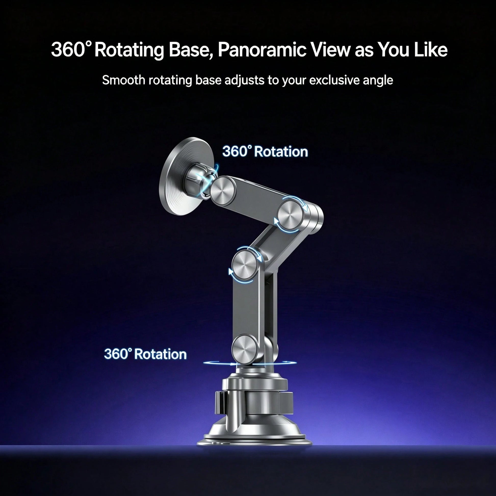 Multifunctional Metal Vacuum Suction Phone Mount, 360° Adjustable Overhead Shooting Holder, Glue-Free Damage-Free Install. AR Damping Shaft For One-Hand Adjustment, Stable On Bumpy Roads, For Navigati