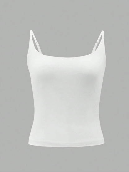 Muse Moon Women's Sexy Fitted Casual Solid Color Knit Tank Top, Suitable For Autumn Back To School, Sports, Daily Wear, Office Commute White Summer