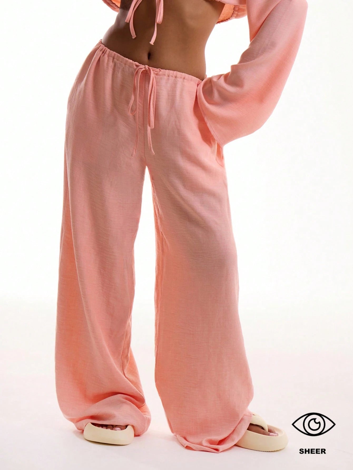 MUSERA Tie Front Linen Feel Beach Trousers Drawstring Pants Vacation Summer Elegant Beachwear Boho Casual Airport Spring Holiday