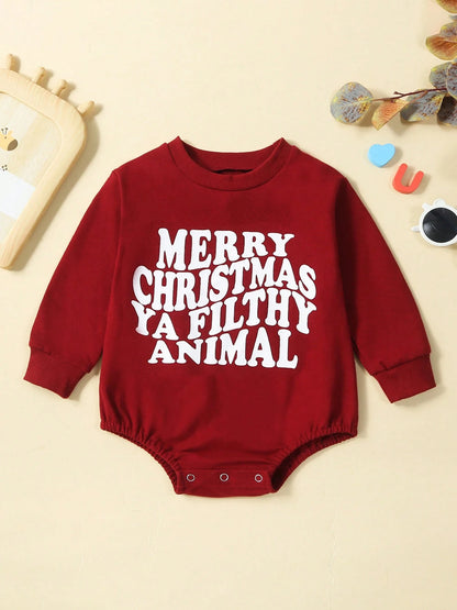 My First Christmas Baby Boy Girl Outfit Merry Christmas Long Sleeve Sweatshirt Romper Santa Bubble Bodysuit Fall Winter Clothes