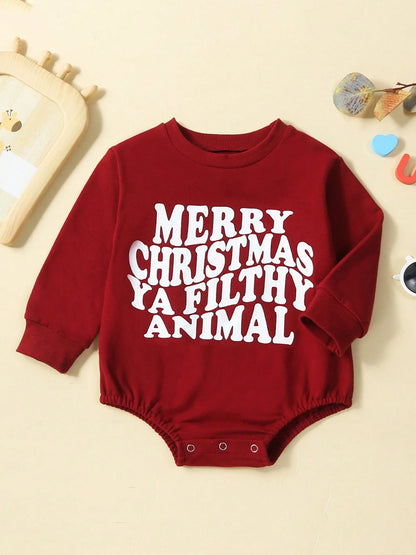 My First Christmas Baby Boy Girl Outfit Merry Christmas Long Sleeve Sweatshirt Romper Santa Bubble Bodysuit Fall Winter Clothes
