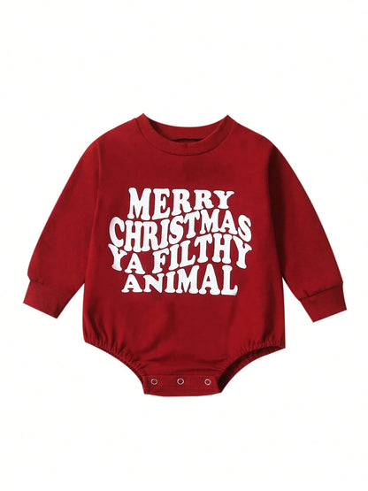 My First Christmas Baby Boy Girl Outfit Merry Christmas Long Sleeve Sweatshirt Romper Santa Bubble Bodysuit Fall Winter Clothes