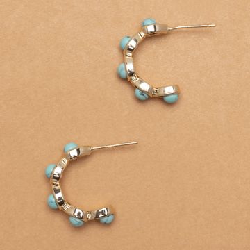 Nakamol Chicago- Turquoise Gold Half Hoop Earrings