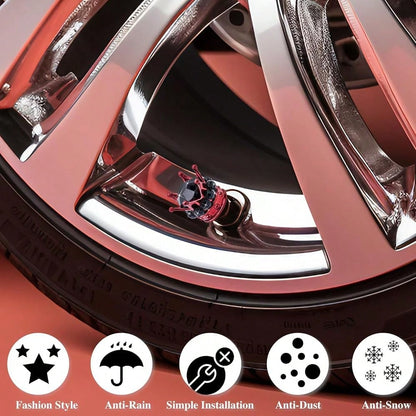 NEW- 4PCS Crown Bling Tire Stem Valve Caps, Crystal Diamond Car Wheel Tire Valve Caps Universal Copper Core Stem Covers For Cars, SUV, Trucks, Bikes, Motorcycles, Bicycles (Silver & Pink)