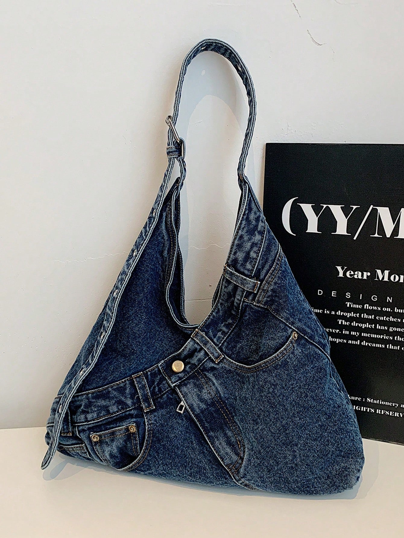 New Fashion Street Jeans Shoulder Bag, Versatile Commuting Large Capacity Women's Crossbody Bag, Casual Chic Washed Jeans Hobo Bag, Suitable For Commuting And Shopping., Perfect For Cow Girl