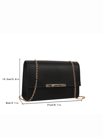 New Popular Small Square Bag With Chain Strap, Simple Solid Color Women's Crossbody Bag With Retro Casual Shoulder Bag, 2021, Old Money