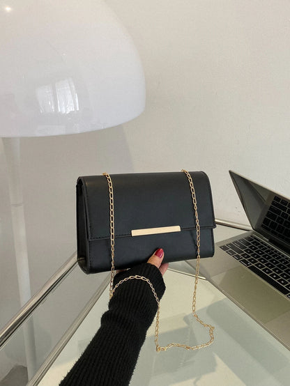New Popular Small Square Bag With Chain Strap, Simple Solid Color Women's Crossbody Bag With Retro Casual Shoulder Bag, 2021, Old Money