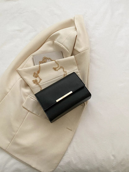 New Popular Small Square Bag With Chain Strap, Simple Solid Color Women's Crossbody Bag With Retro Casual Shoulder Bag, 2021, Old Money