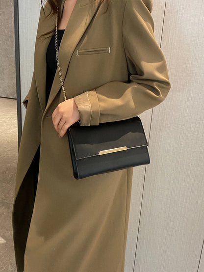 New Popular Small Square Bag With Chain Strap, Simple Solid Color Women's Crossbody Bag With Retro Casual Shoulder Bag, 2021, Old Money