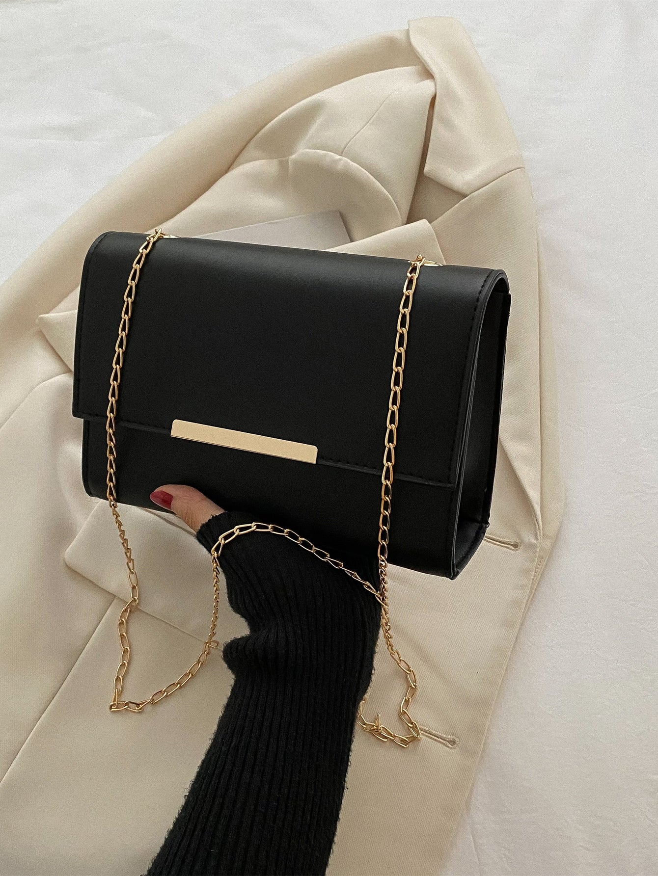 New Popular Small Square Bag With Chain Strap, Simple Solid Color Women's Crossbody Bag With Retro Casual Shoulder Bag, 2021, Old Money