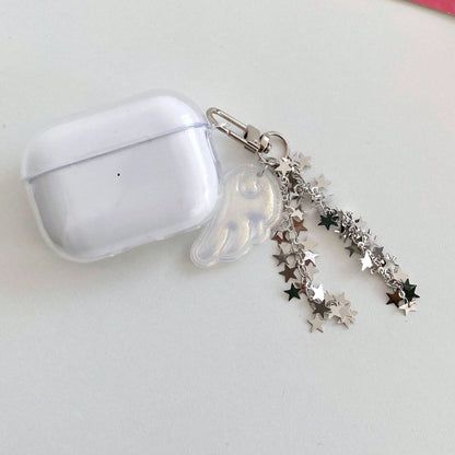 New Spring Glitter Angel Wings Star Chain Keychain, Y2K Magical Girl Style Bag Charm, Phone Lanyard, Phone Pendant, Earphone Case Decor, Bag Accessory, Aesthetic