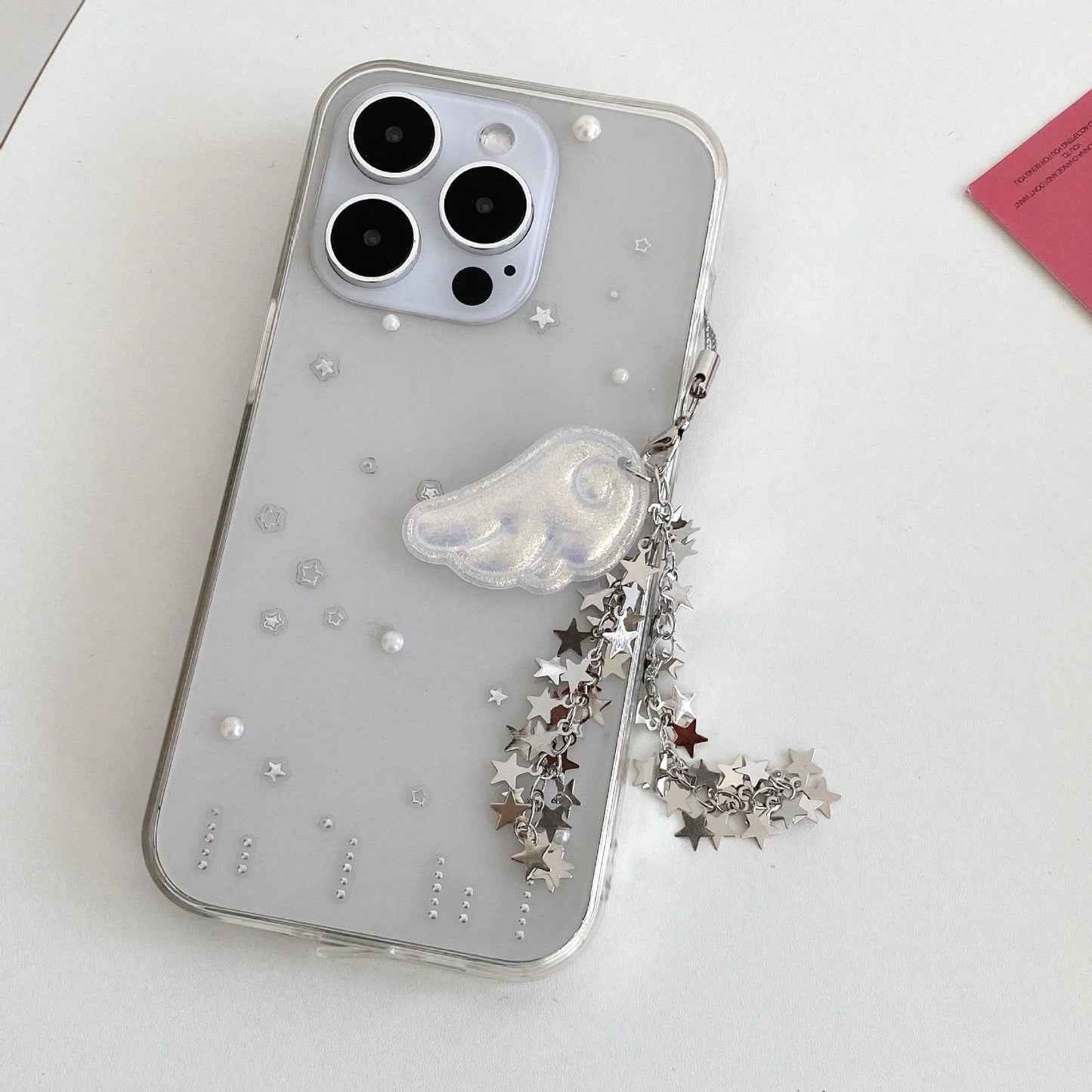 New Spring Glitter Angel Wings Star Chain Keychain, Y2K Magical Girl Style Bag Charm, Phone Lanyard, Phone Pendant, Earphone Case Decor, Bag Accessory, Aesthetic