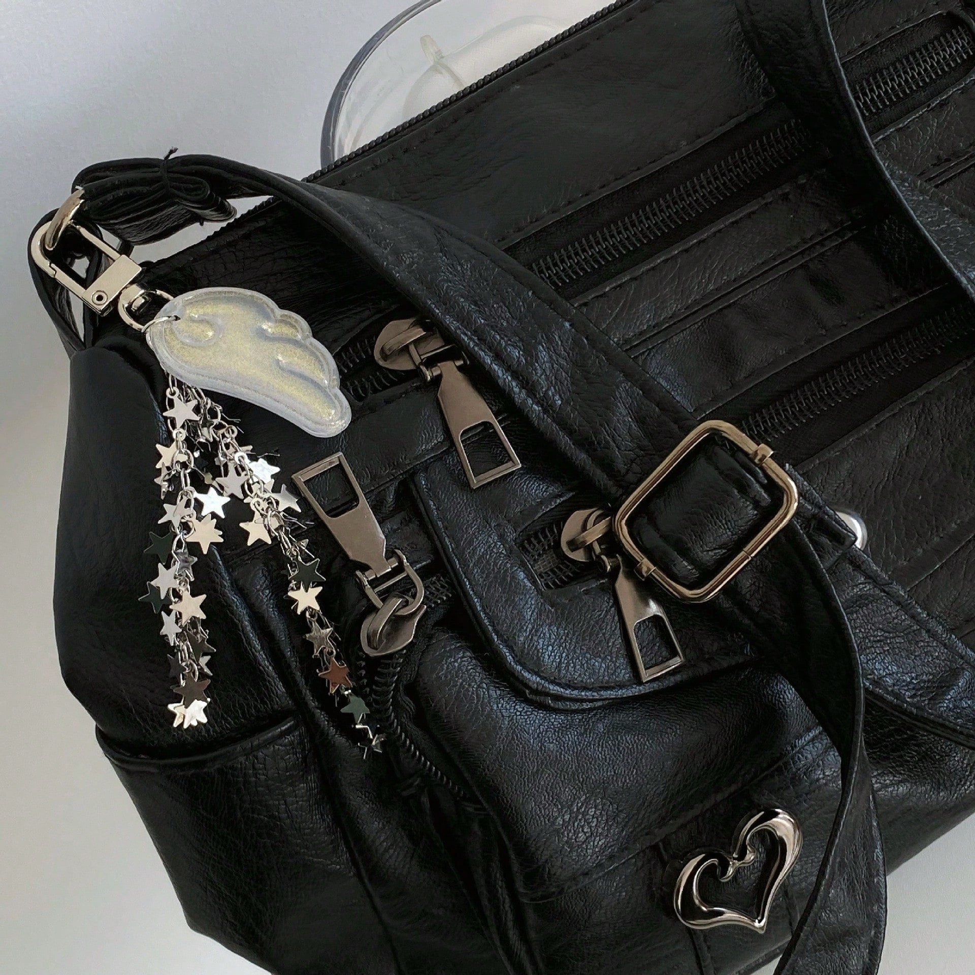New Spring Glitter Angel Wings Star Chain Keychain, Y2K Magical Girl Style Bag Charm, Phone Lanyard, Phone Pendant, Earphone Case Decor, Bag Accessory, Aesthetic