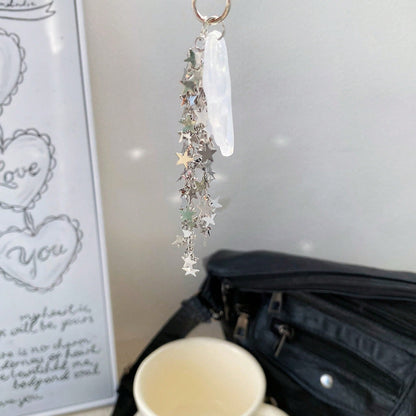 New Spring Glitter Angel Wings Star Chain Keychain, Y2K Magical Girl Style Bag Charm, Phone Lanyard, Phone Pendant, Earphone Case Decor, Bag Accessory, Aesthetic