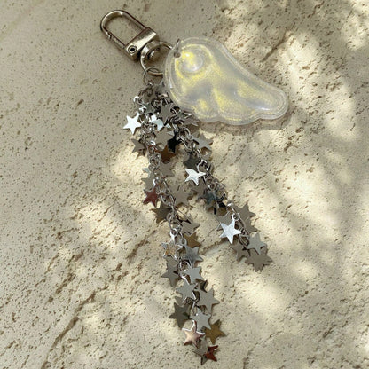 New Spring Glitter Angel Wings Star Chain Keychain, Y2K Magical Girl Style Bag Charm, Phone Lanyard, Phone Pendant, Earphone Case Decor, Bag Accessory, Aesthetic
