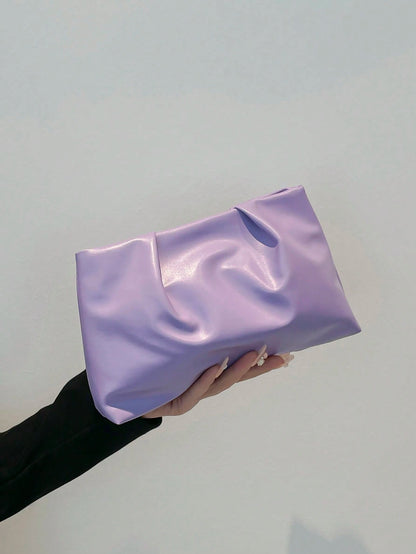 New Spring/Summer Fashion Solid Color Wristlet Pouch, Pleated Cloud Shaped Casual Clutch Envelope Bag, Cosmetic Bag, Travel Accessory Bag, Insert Bag, Toiletry Bag, Storage Pouch
