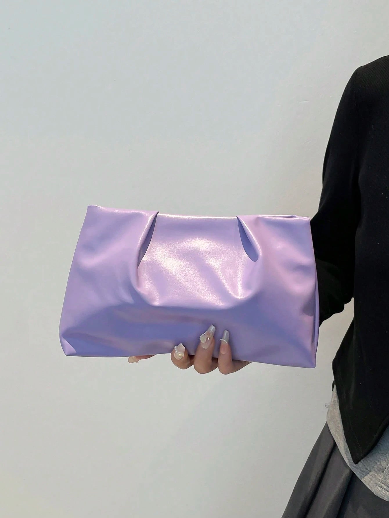 New Spring/Summer Fashion Solid Color Wristlet Pouch, Pleated Cloud Shaped Casual Clutch Envelope Bag, Cosmetic Bag, Travel Accessory Bag, Insert Bag, Toiletry Bag, Storage Pouch