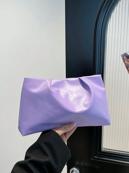 New Spring/Summer Fashion Solid Color Wristlet Pouch, Pleated Cloud Shaped Casual Clutch Envelope Bag, Cosmetic Bag, Travel Accessory Bag, Insert Bag, Toiletry Bag, Storage Pouch