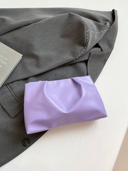 New Spring/Summer Fashion Solid Color Wristlet Pouch, Pleated Cloud Shaped Casual Clutch Envelope Bag, Cosmetic Bag, Travel Accessory Bag, Insert Bag, Toiletry Bag, Storage Pouch