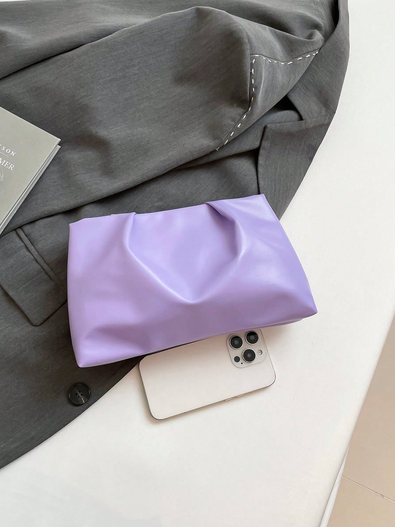New Spring/Summer Fashion Solid Color Wristlet Pouch, Pleated Cloud Shaped Casual Clutch Envelope Bag, Cosmetic Bag, Travel Accessory Bag, Insert Bag, Toiletry Bag, Storage Pouch