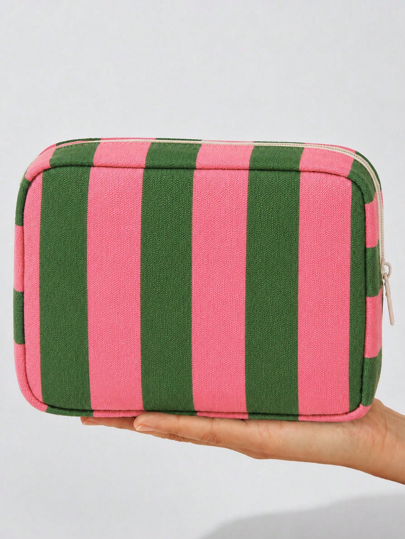 New Striped Makeup Bag, Toiletry Bag, Storage Bag, Large Capacity Cosmetic Storage Bag, Portable Handheld Makeup Storage Bag, Cute Travel Toiletry Bag, Home Storage Bag, Soft Material Travel Makeup Ba